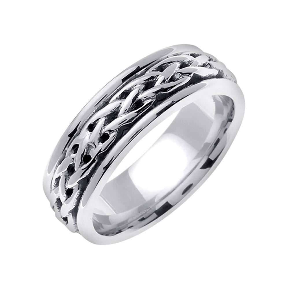 6.5mm Braided Center Pattern Celtic Men's Wedding Band - BeverlyDiamonds