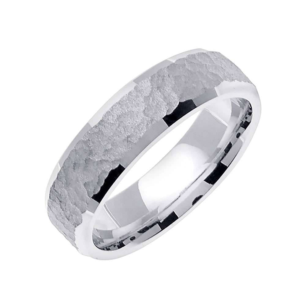 6mm Hammered Polished Edge Handmade Men's Wedding Band - BeverlyDiamonds