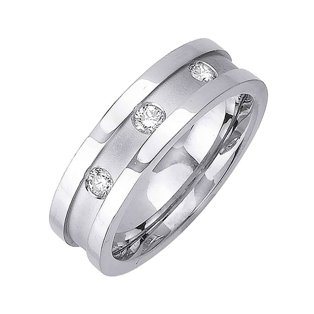 7mm Contemporary Style Polishe Edges Men's Diamond Wedding Band - BeverlyDiamonds