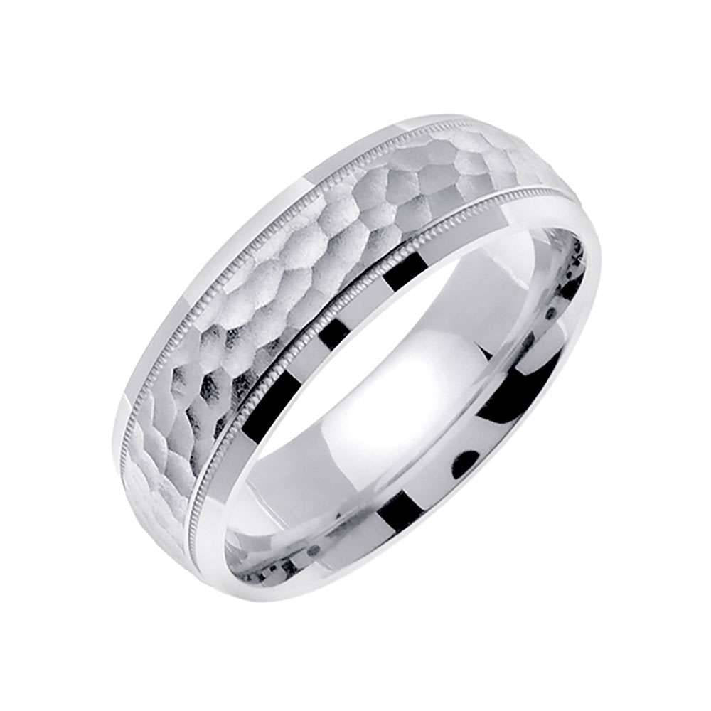 7mm Hammered Milgrain Handmade Men's Wedding Band - BeverlyDiamonds