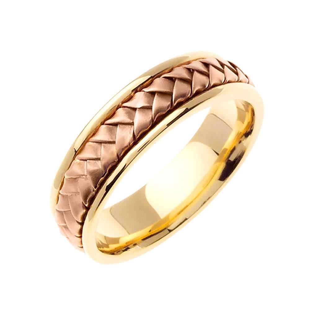 7mm Two Tone Rose Gold Braided Center Handmade Men's Wedding Band - BeverlyDiamonds