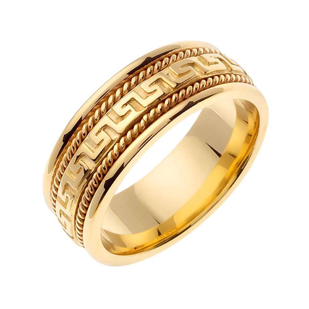 8mm Greek Key Rope Accent Celtic Men's Wedding Band - BeverlyDiamonds