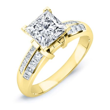 Heather Moissanite Matching Band Only (engagement Ring Not Included) For Ring With Princess Center yellowgold