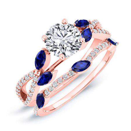 Alba Round Moissanite Bridal Set rosegold