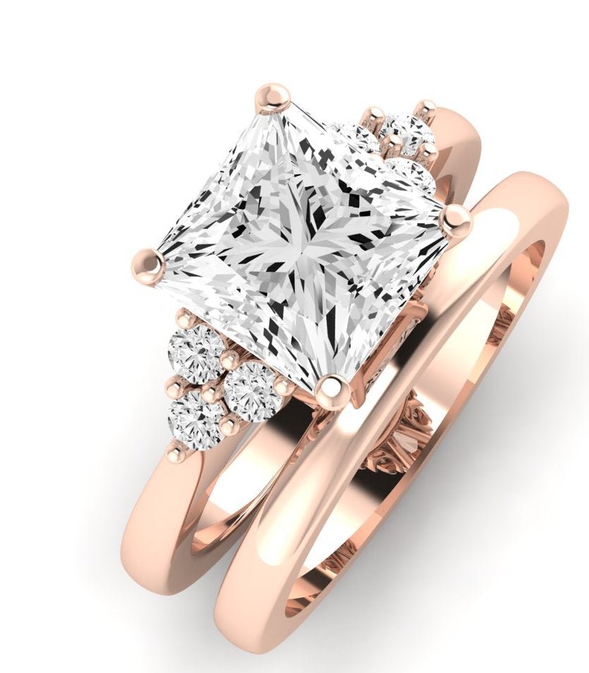 Alyssa Moissanite Matching Band Only (does Not Include Engagement Ring) For Ring With Princess Center rosegold