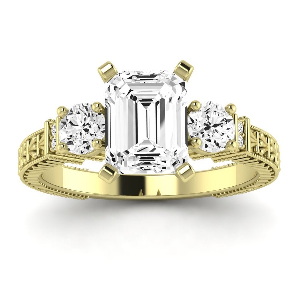 Angelonia Emerald Moissanite Engagement Ring yellowgold
