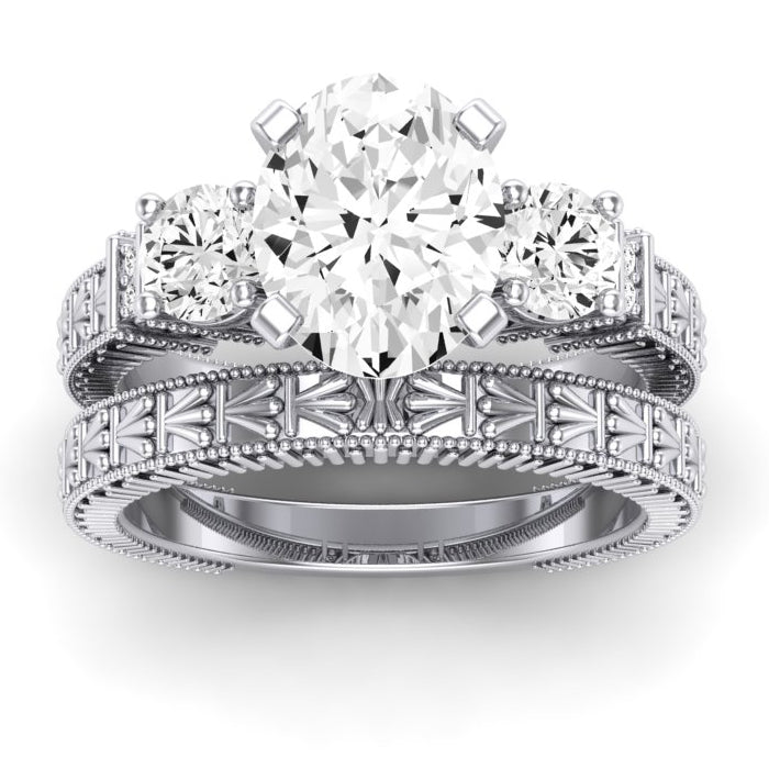 Angelonia Oval Moissanite Bridal Set whitegold