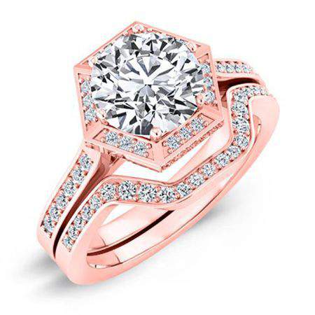 Anise Round Moissanite Bridal Set rosegold