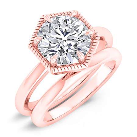 Aspen Round Moissanite Bridal Set rosegold