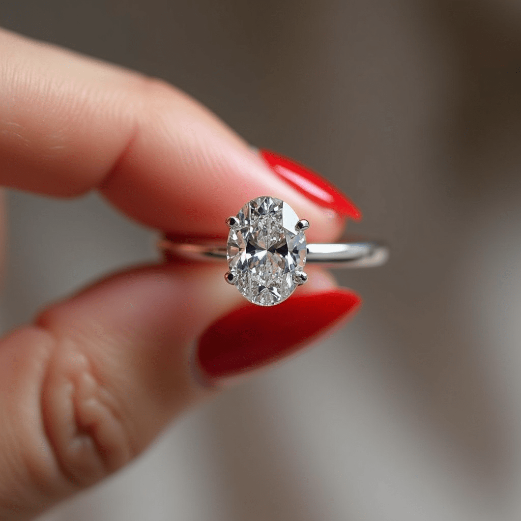 Astilbe - GIA Natural Oval Diamond Engagement Ring - BeverlyDiamonds