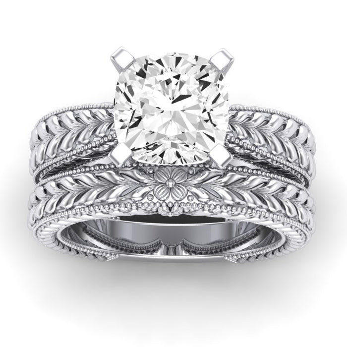 Azalea Diamond Matching Band Only (does Not Include Engagement Ring) For Ring With Cushion Center whitegold