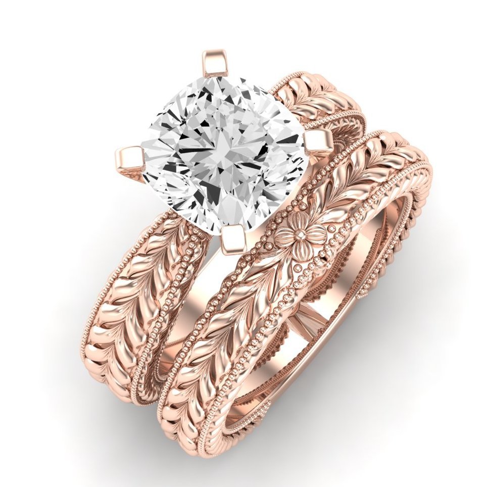 Azalea Diamond Matching Band Only (does Not Include Engagement Ring) For Ring With Cushion Center rosegold