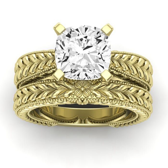Azalea Diamond Matching Band Only (does Not Include Engagement Ring) For Ring With Cushion Center yellowgold