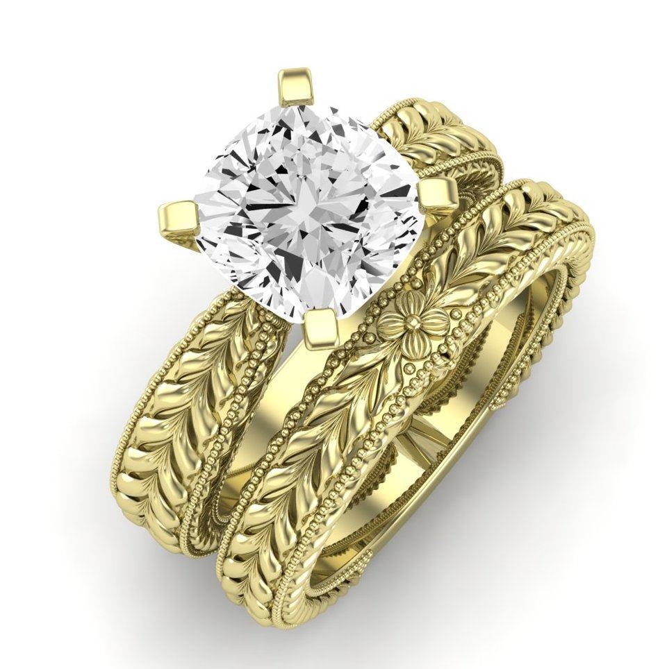 Azalea Diamond Matching Band Only (does Not Include Engagement Ring) For Ring With Cushion Center yellowgold