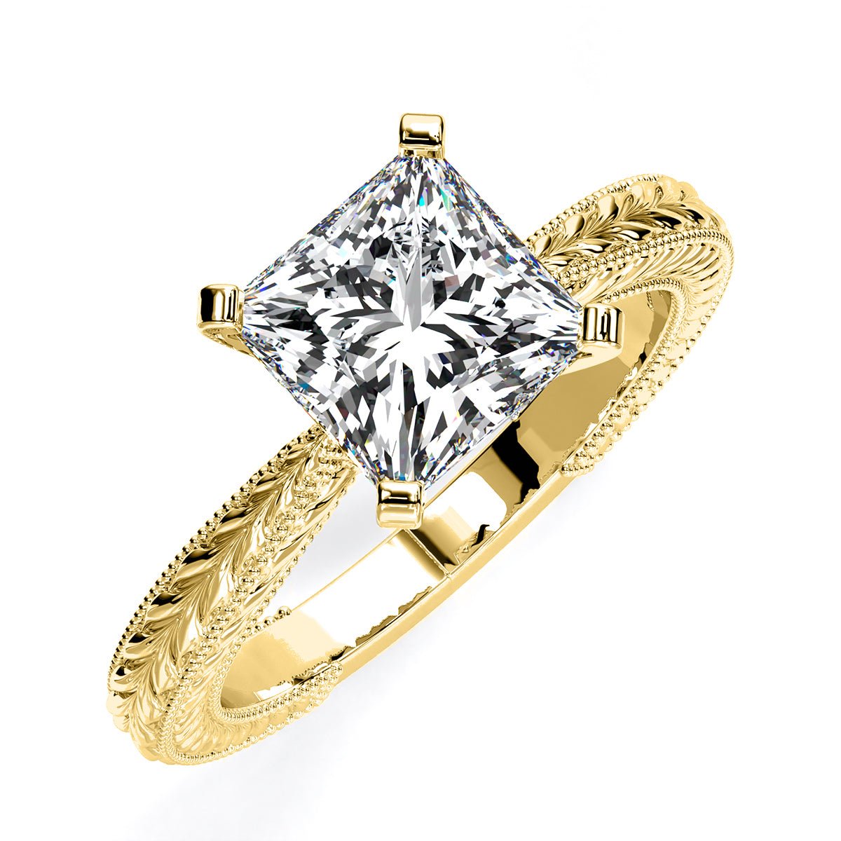 Azalea Princess Moissanite Engagement Ring yellowgold