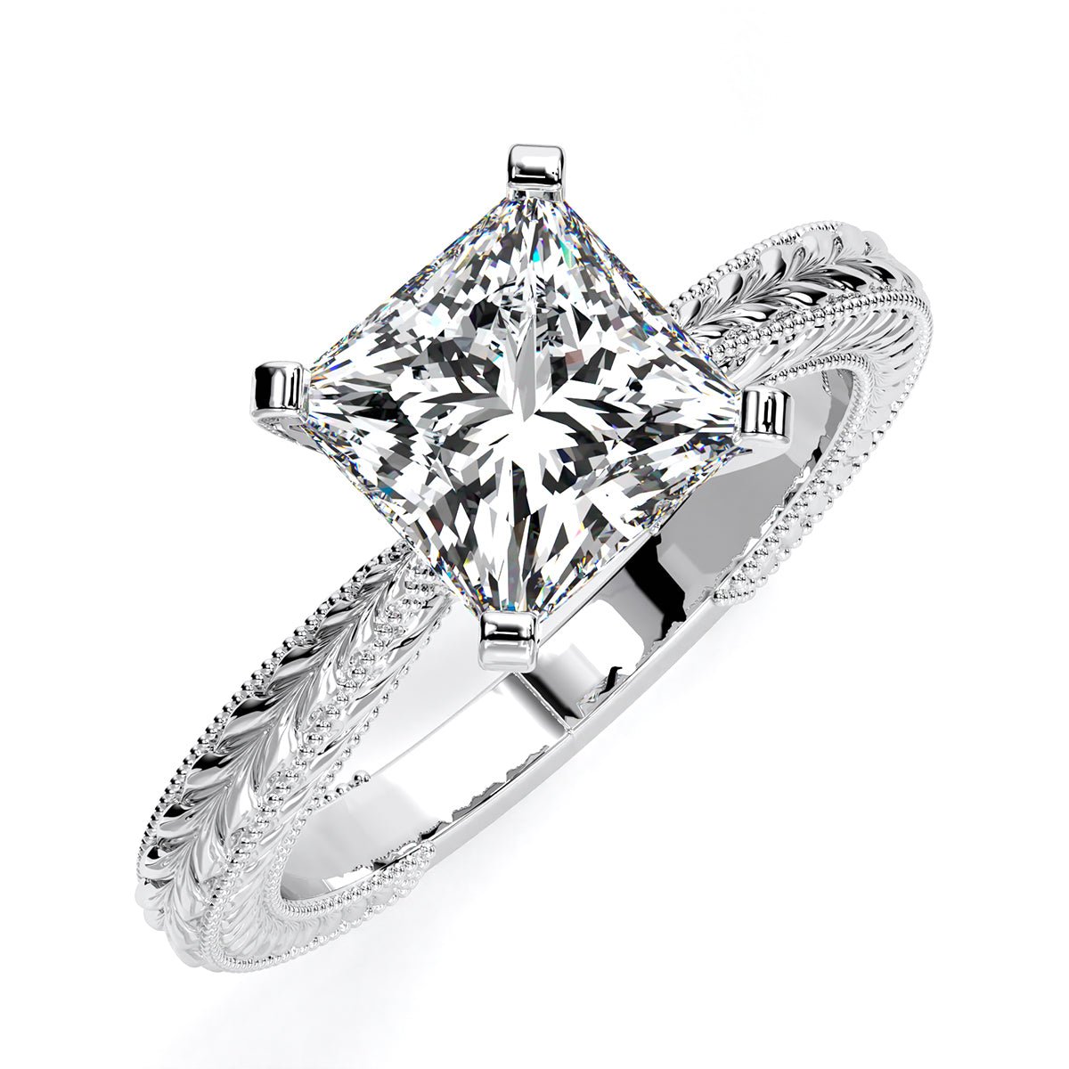 Azalea Princess Moissanite Engagement Ring whitegold