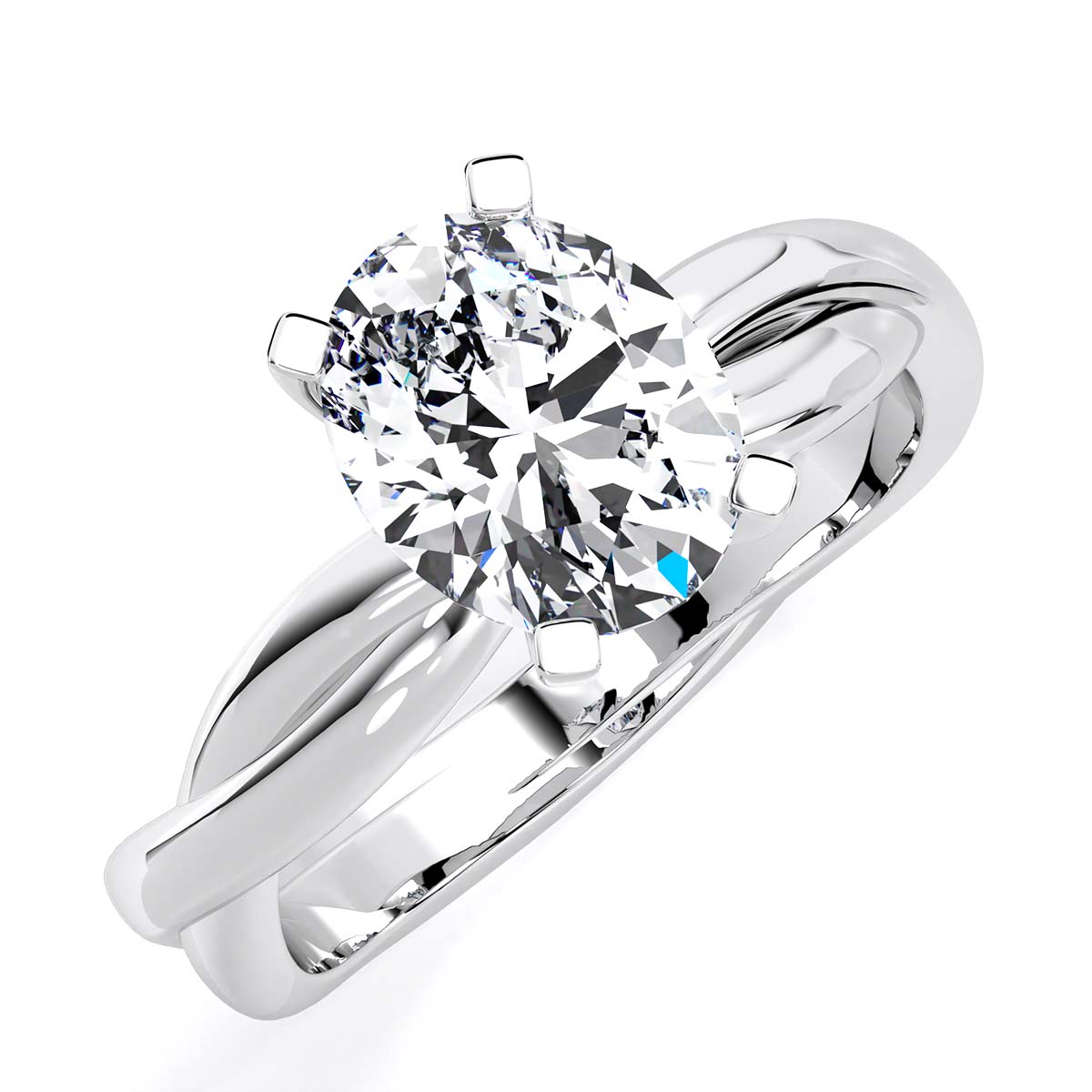 Baneberry Oval Moissanite Engagement Ring whitegold