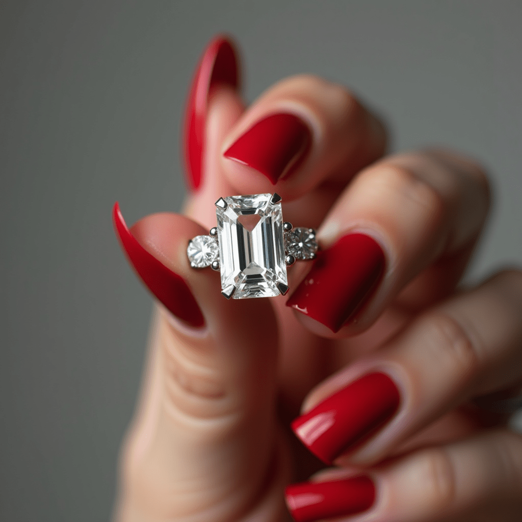 Belladonna - Emerald Moissanite Engagement Ring - BeverlyDiamonds