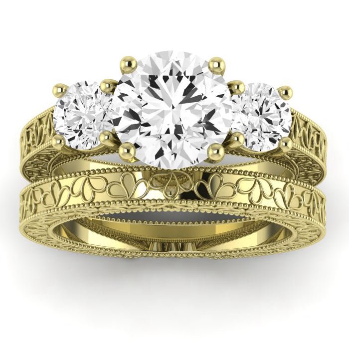 Belladonna Diamond Matching Band Only (does Not Include Engagement Ring) For Ring With Round Center yellowgold
