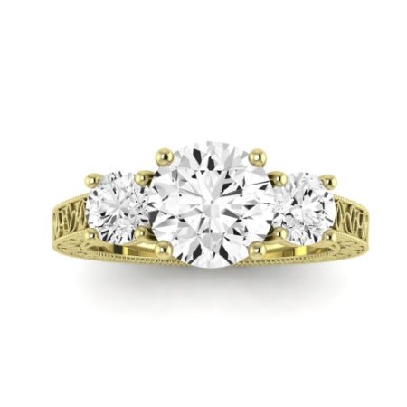 Belladonna Diamond Matching Band Only (does Not Include Engagement Ring) For Ring With Round Center yellowgold