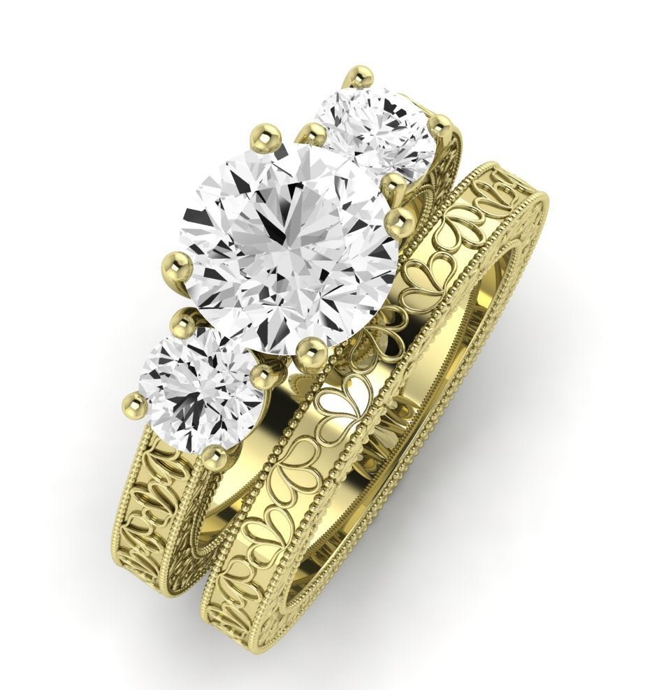 Belladonna Diamond Matching Band Only (does Not Include Engagement Ring) For Ring With Round Center yellowgold
