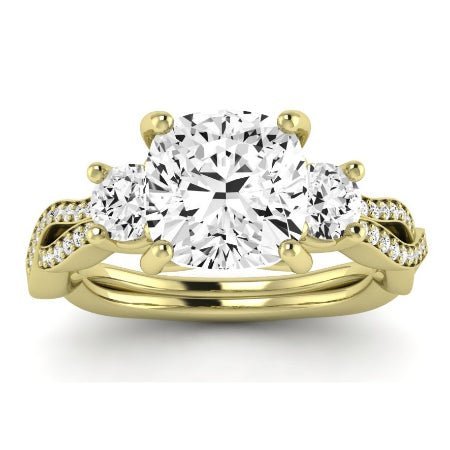 Bottlebrush Diamond Matching Band for Cushion Center (Band Only. Engagement Ring Not Included) - BeverlyDiamonds