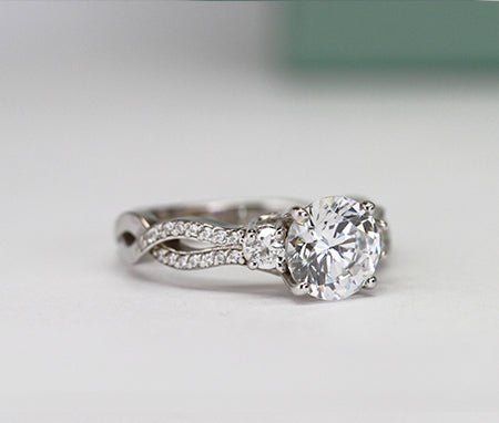 Bottlebrush - Round Moissanite Engagement Ring - BeverlyDiamonds