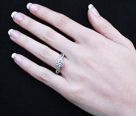 Bottlebrush - Round Moissanite Engagement Ring - BeverlyDiamonds