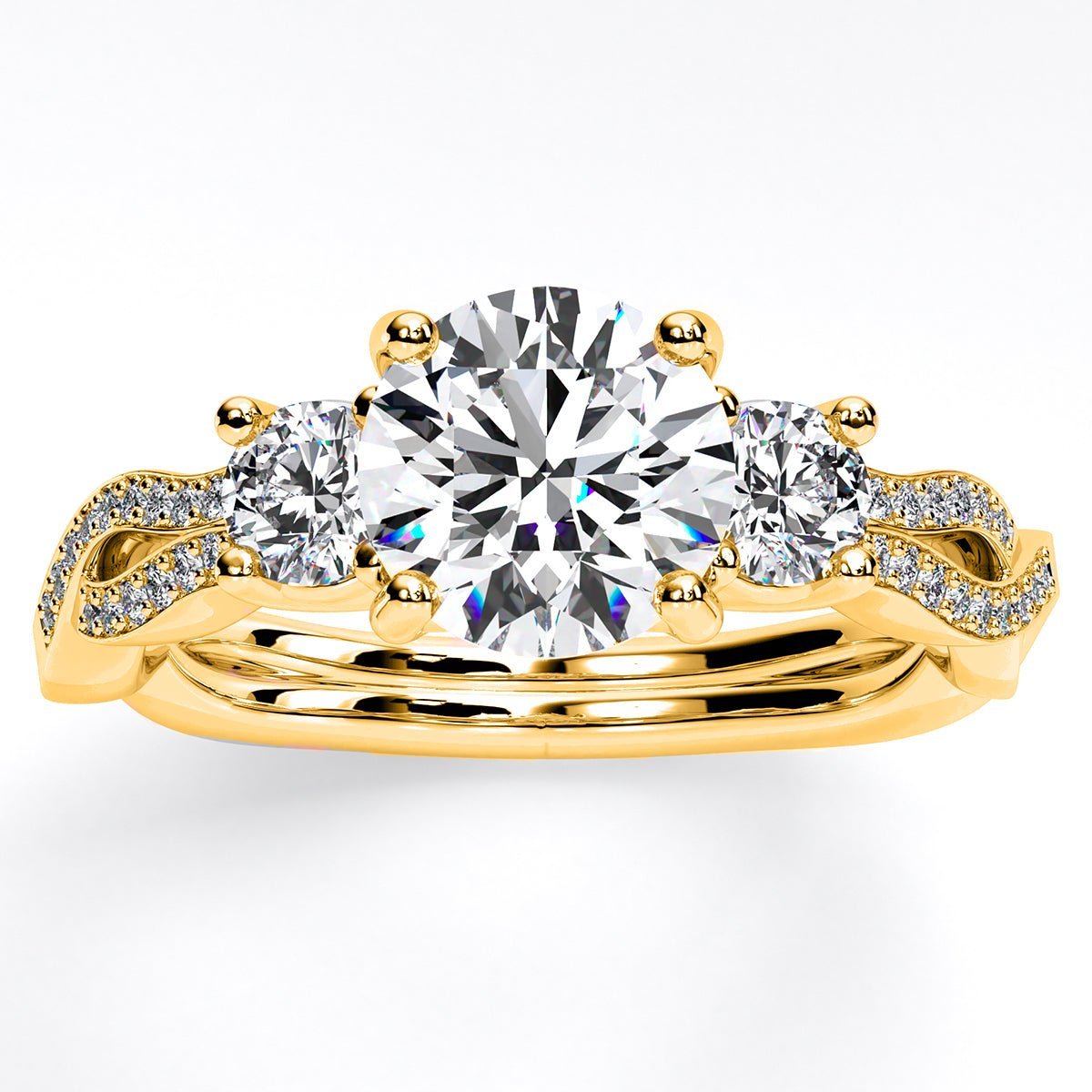 Bottlebrush - Round Moissanite Engagement Ring - BeverlyDiamonds