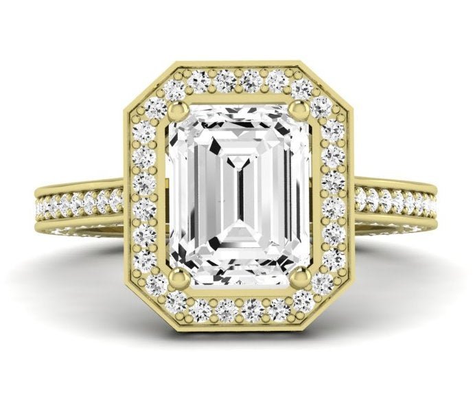 Buttercup - Emerald Moissanite Engagement Ring - BeverlyDiamonds