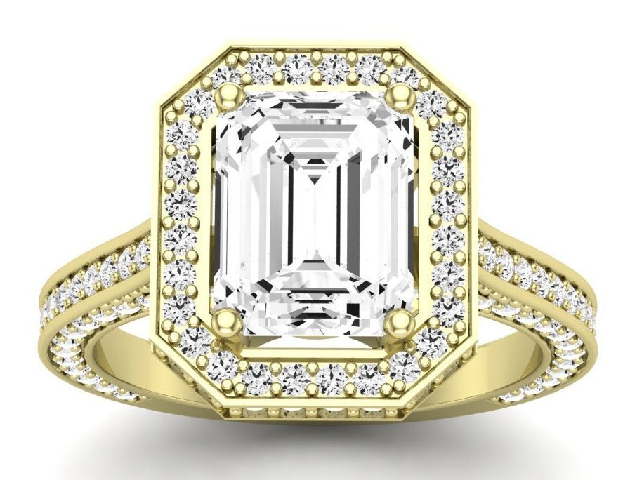 Buttercup - Emerald Moissanite Engagement Ring - BeverlyDiamonds