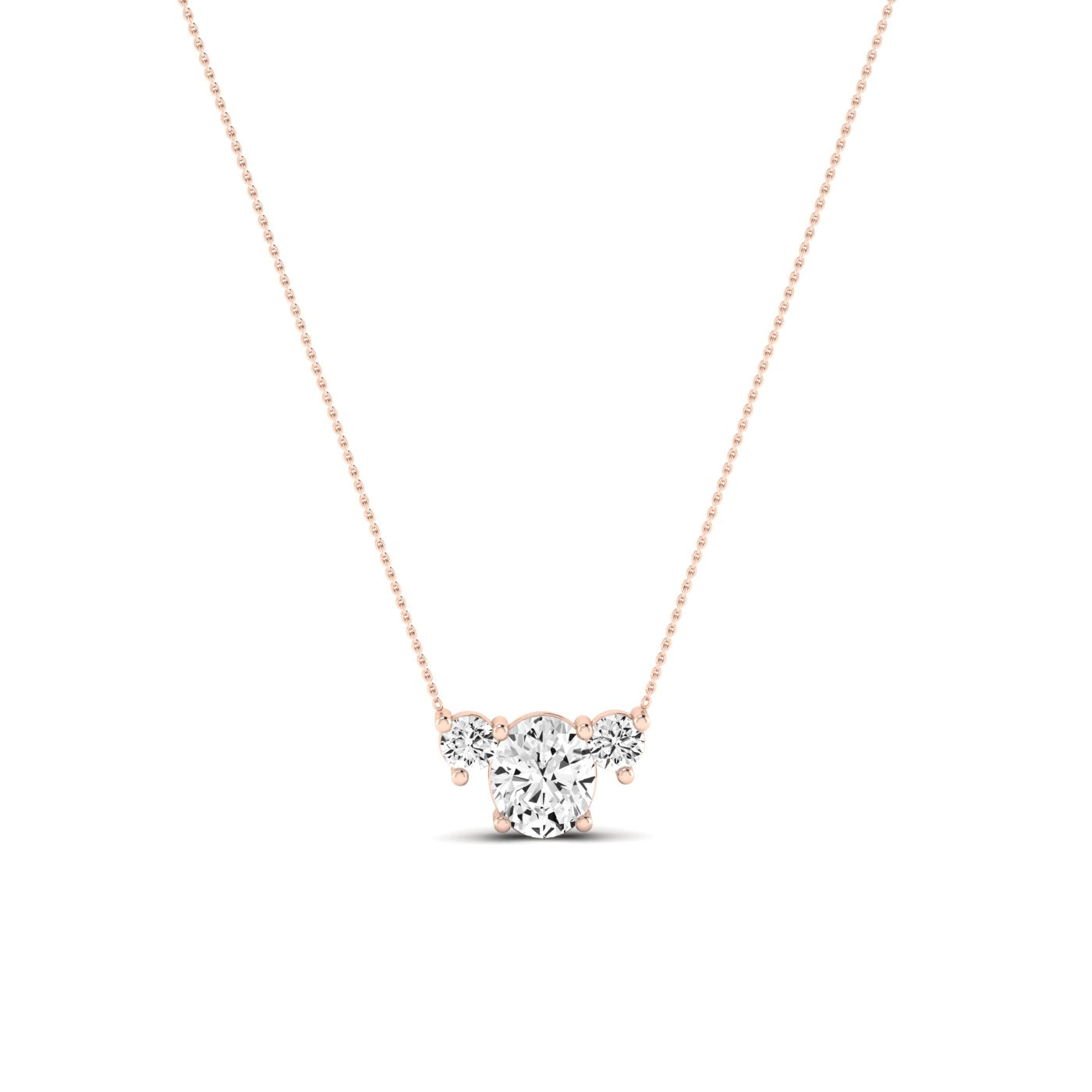 Spirea Oval Cut Moissanite Accented Necklace rosegold