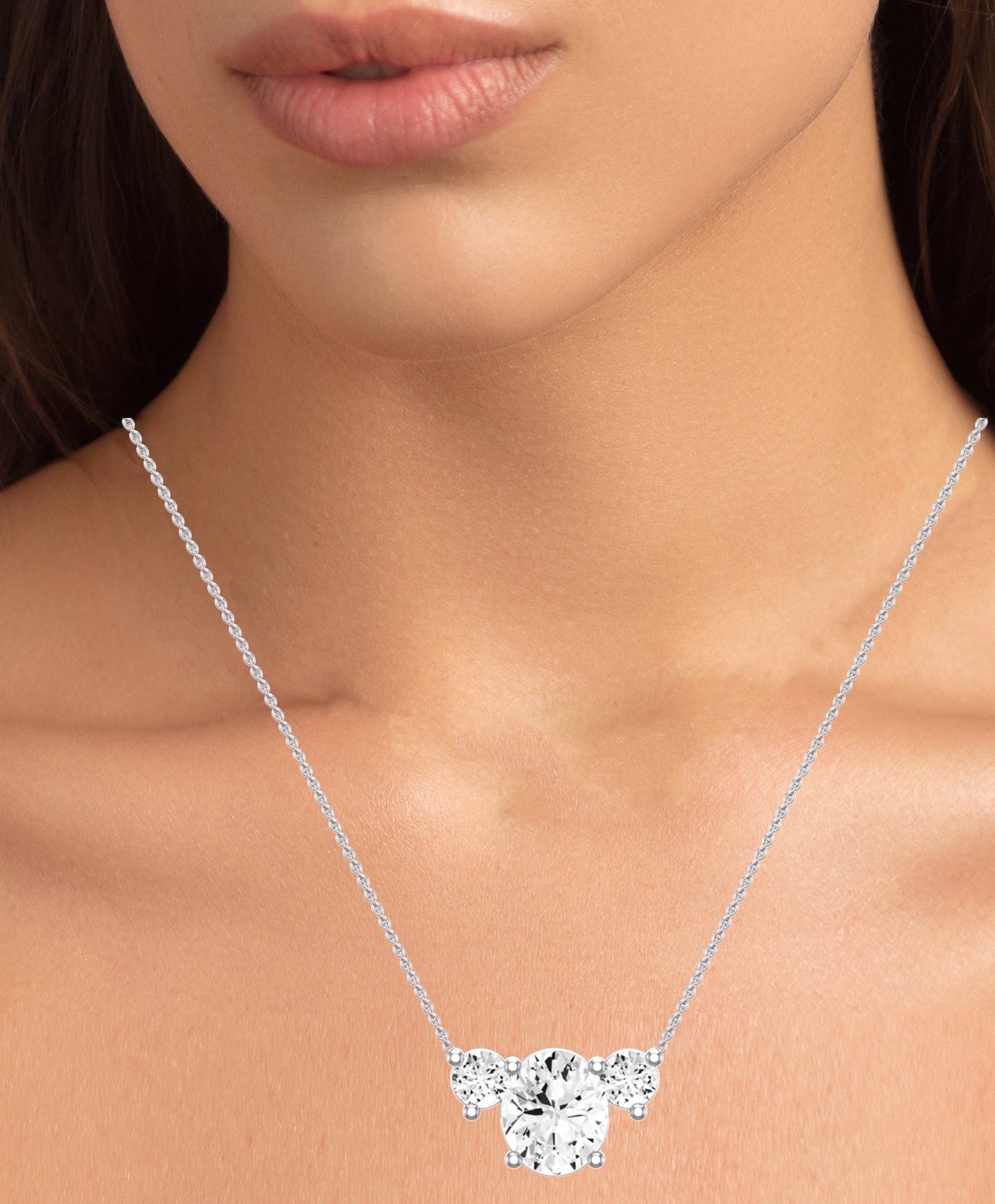 Spirea Oval Cut Moissanite Accented Necklace whitegold