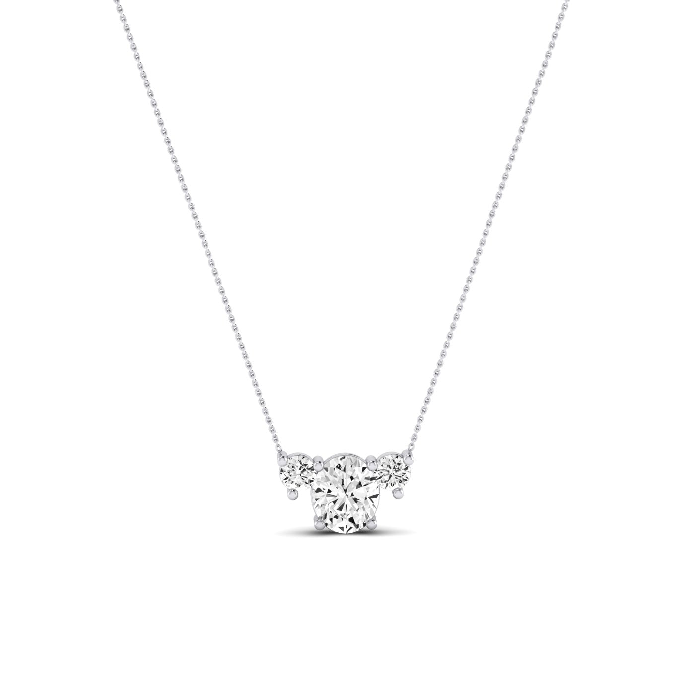 Spirea Oval Cut Moissanite Accented Necklace whitegold