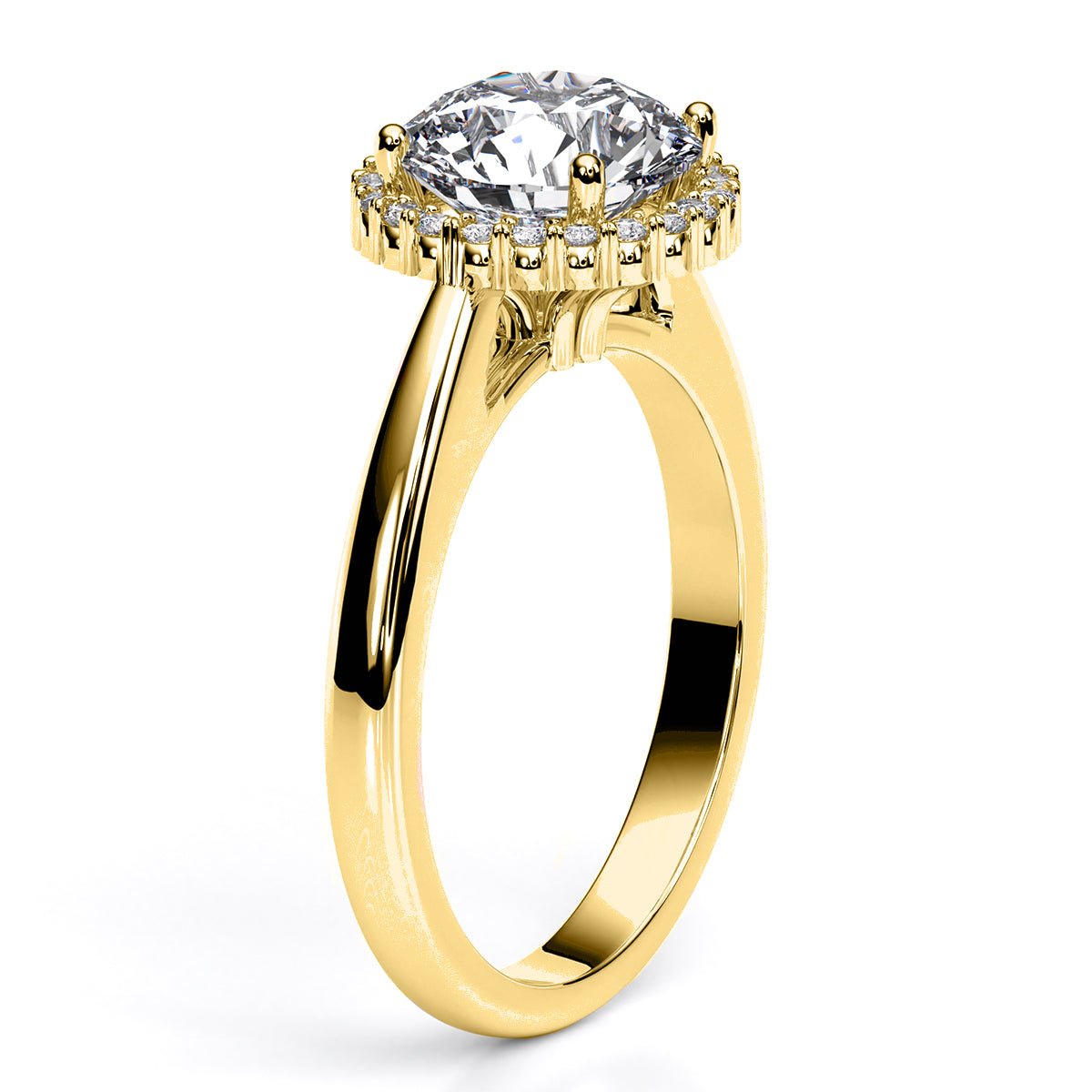 Callalily Round Moissanite Engagement Ring yellowgold
