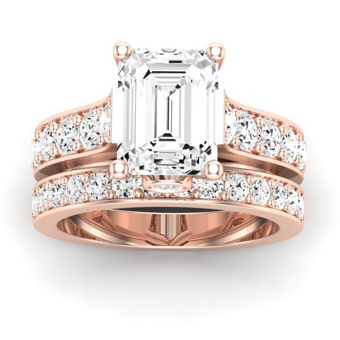 Calluna Emerald Moissanite Bridal Set rosegold