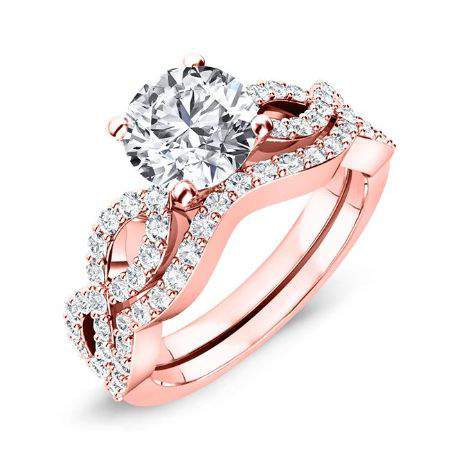 Camellia Round Moissanite Bridal Set rosegold