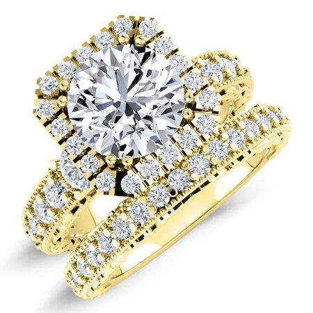 Canna Round Moissanite Bridal Set yellowgold