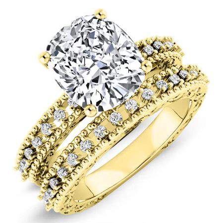Carmel Cushion Moissanite Bridal Set yellowgold