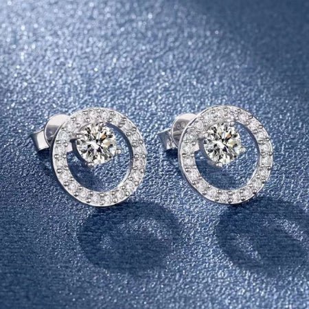 Charlie Round Moissanite Earrings whitegold