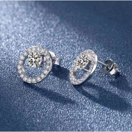 Charlie Round Moissanite Earrings whitegold