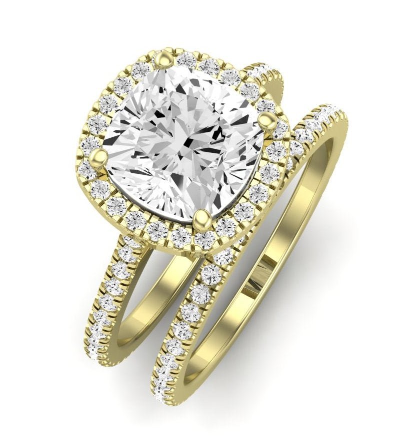 Columbine Diamond Matching Band Only (does Not Include Engagement Ring) For Ring With Cushion Center yellowgold