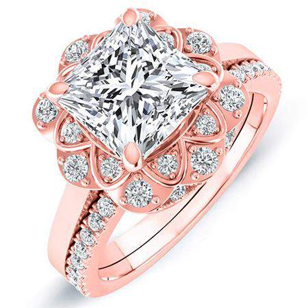 Coralbells Princess Moissanite Bridal Set rosegold