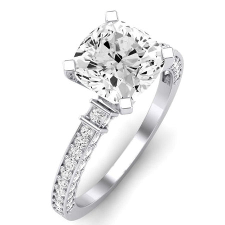 Daphne Diamond Matching Band Only (does Not Include Engagement Ring) For Ring With Cushion Center whitegold