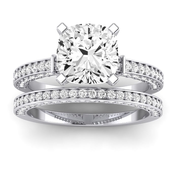 Daphne Diamond Matching Band Only (does Not Include Engagement Ring) For Ring With Cushion Center whitegold