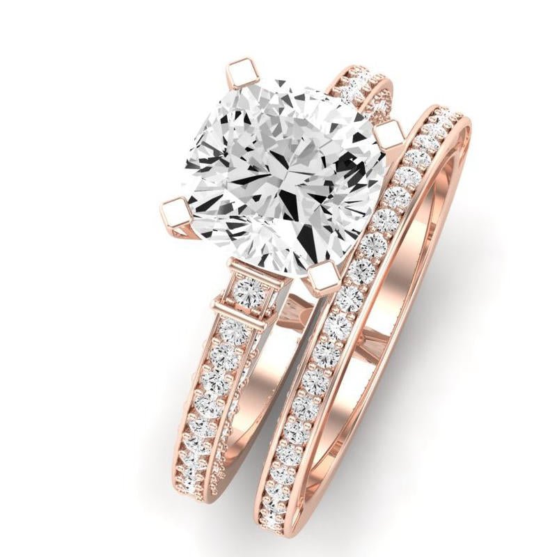 Daphne Diamond Matching Band Only (does Not Include Engagement Ring) For Ring With Cushion Center rosegold