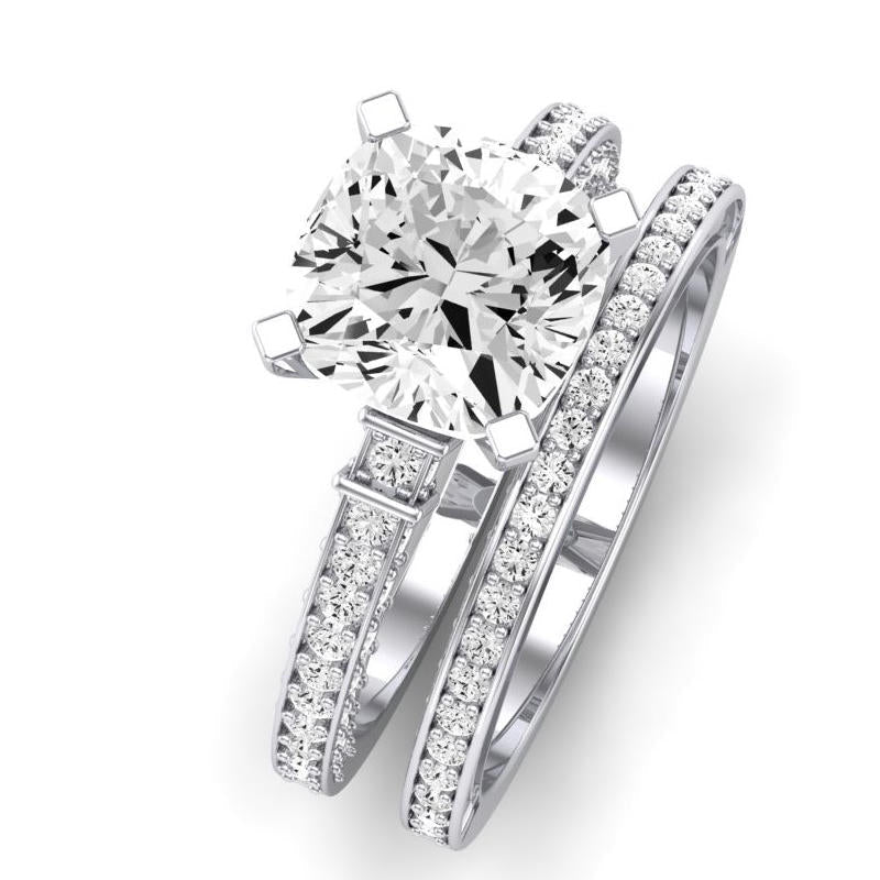 Daphne Diamond Matching Band Only (does Not Include Engagement Ring) For Ring With Cushion Center whitegold