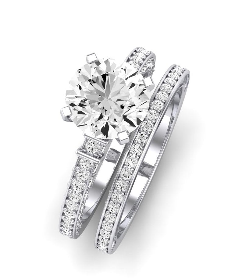 Daphne Moissanite Matching Band Only (does Not Include Engagement Ring) For Ring With Round Center whitegold
