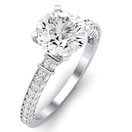 Daphne Moissanite Matching Band Only (does Not Include Engagement Ring) For Ring With Round Center whitegold