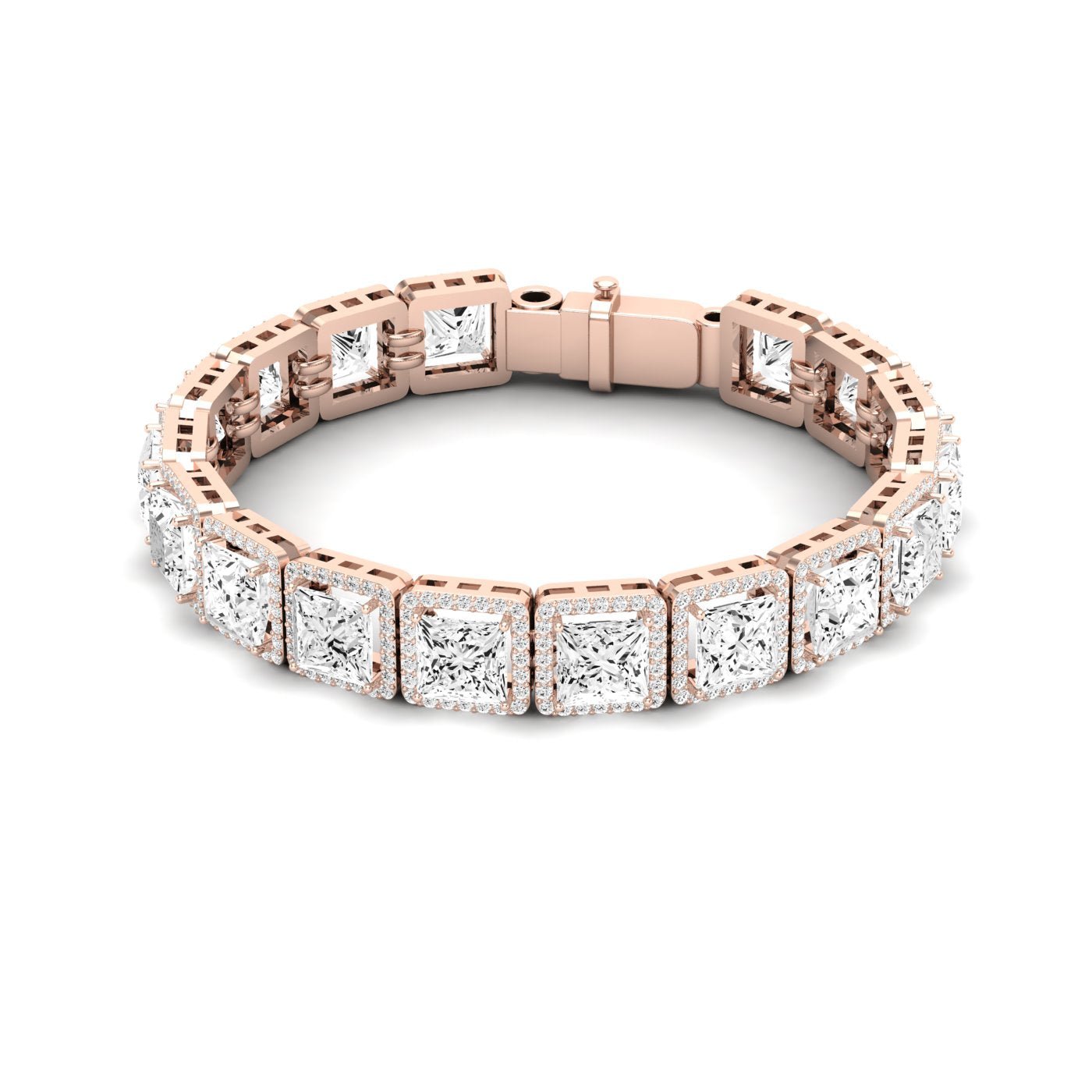 Delta Princess Cut Moissanite Bracelet rosegold